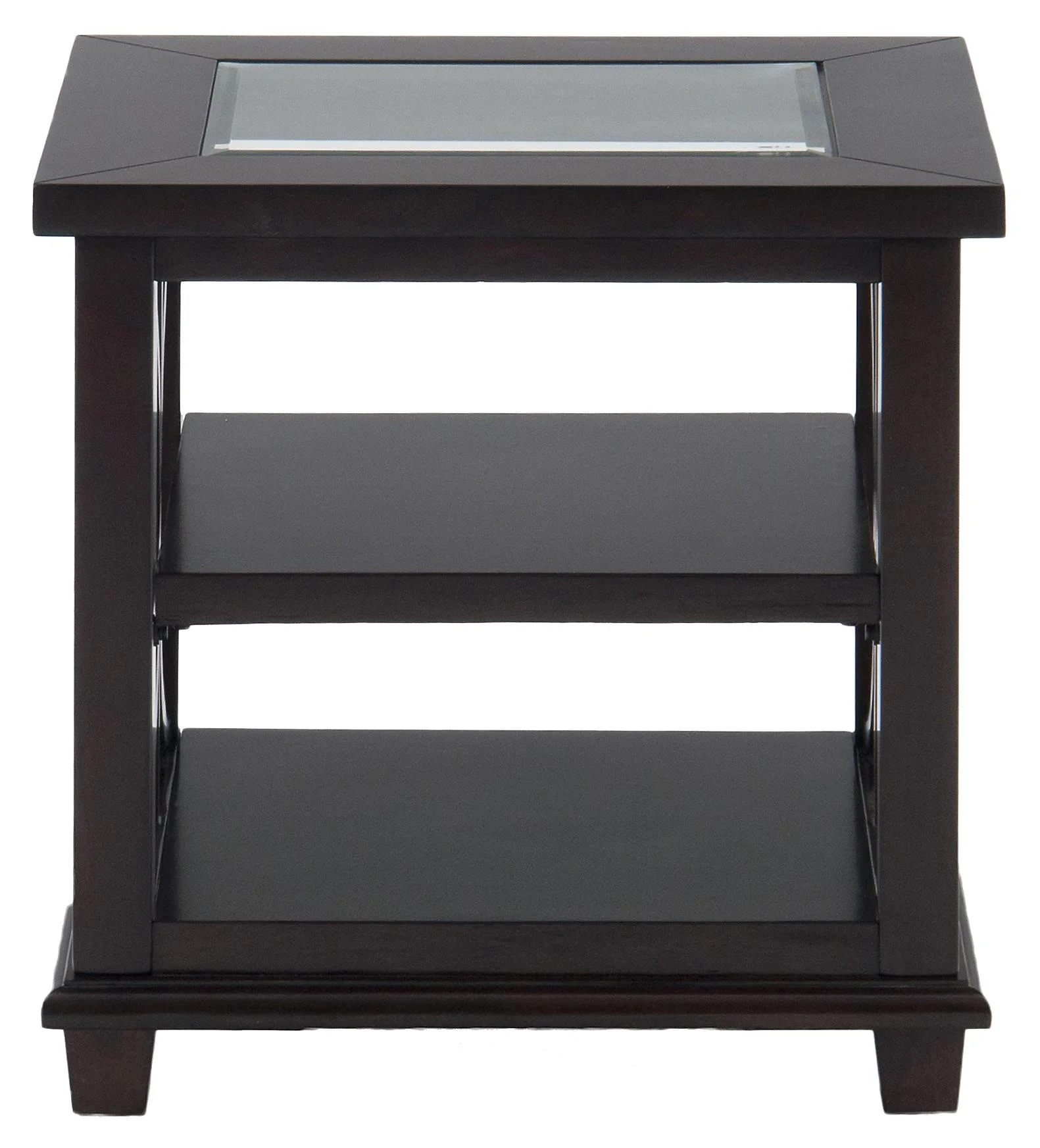 Jofran Panama Brown 9663 Contemporary Beveled Glass End Table with